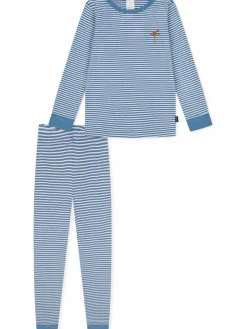 Schiesser Jungen<Jungen Pyjama - Natural Love blau gestreift