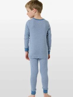Schiesser Jungen<Jungen Pyjama - Natural Love blau gestreift