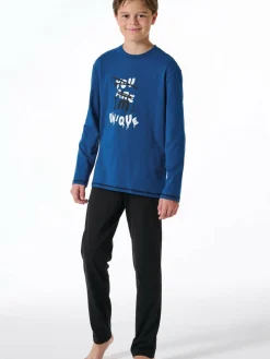 Schiesser Jungen<Jungen Pyjama - Nightwear blau bedruckt