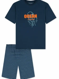 Schiesser Jungen<Jungen Pyjama - Organic Cotton blau bedruckt