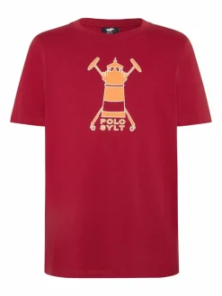 Polo Sylt Jungen<Jungen T-Shirt bordeaux rot bedruckt