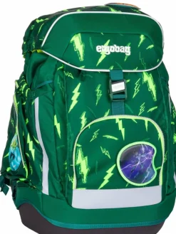 ergobag Jungen|Mädchen<Kinder Schulranzen - maxi Set LUMI grün uni