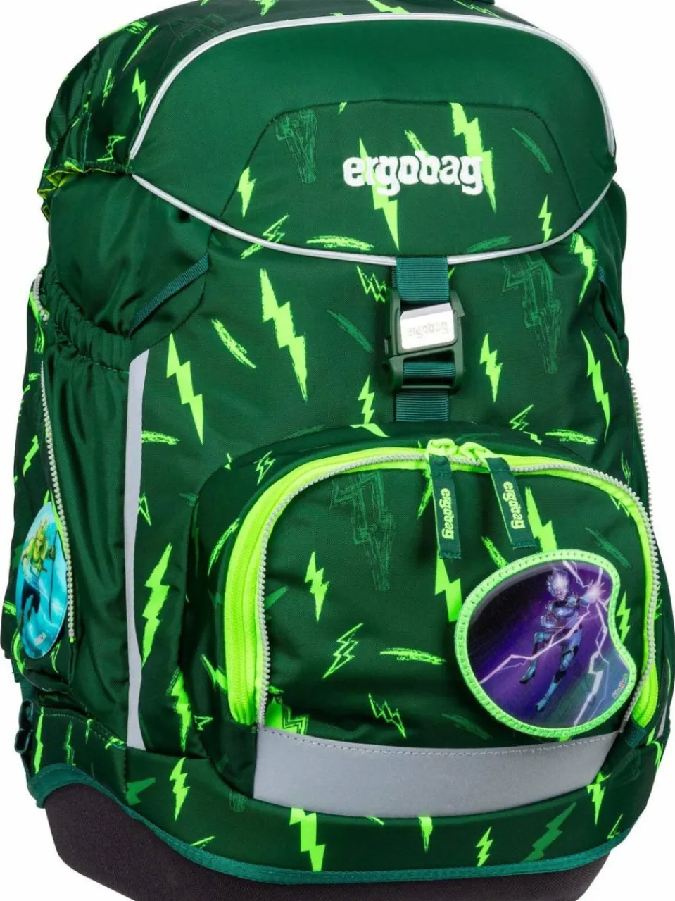 ergobag Jungen<Kinder Schulranzen - pack Set LUMI grün gemustert