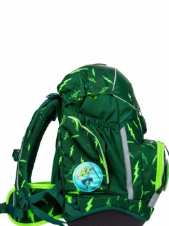 ergobag Jungen<Kinder Schulranzen - pack Set LUMI grün gemustert