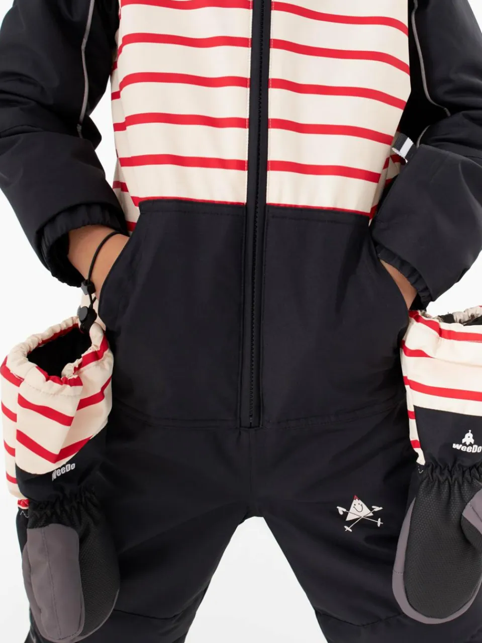 WeeDo Jungen<Kinder Unisex Handschuhe schwarz gestreift