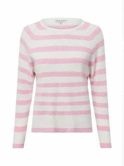 Marie Lund Pullover & Strickjacken<- Damen Strickpullover rosa weiß gestreift