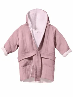 Mababu Mädchen<Mädchen Baby-Bademantel aus Musselin für Babys altrosa uni