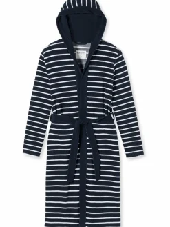 Schiesser Mädchen<Mädchen Bademantel - Feather Terry marine gestreift