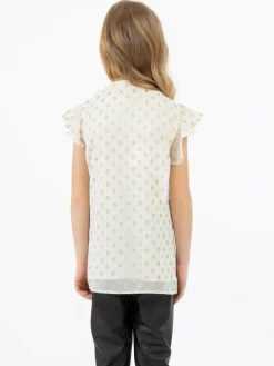 Faina Mädchen<Mädchen Bluse weiß gepunktet