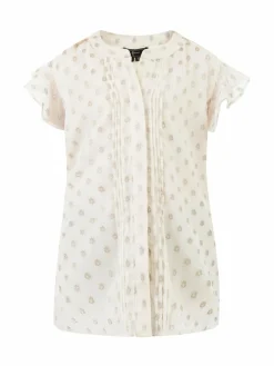 Faina Mädchen<Mädchen Bluse weiß gepunktet