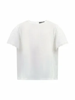 Dreimaster Mädchen<Mädchen Blusenshirt mit Spitze weiß uni