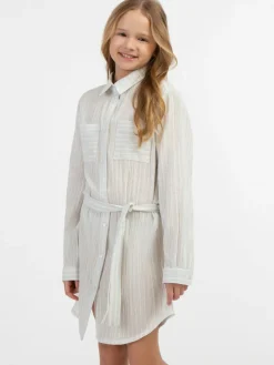 Dreimaster Mädchen<Mädchen Hemdblusenkleid weiß gestreift