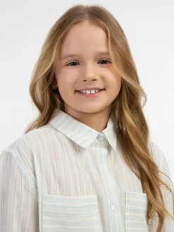 Dreimaster Mädchen<Mädchen Hemdblusenkleid weiß gestreift