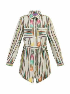 MyMo Mädchen<Mädchen Hemdblusenkleid weiß gestreift