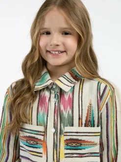 MyMo Mädchen<Mädchen Hemdblusenkleid weiß gestreift