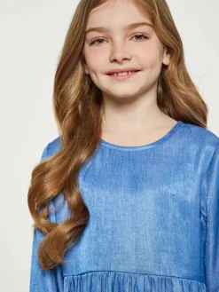 Dreimaster Mädchen<Mädchen (Kids) Kleid blau uni