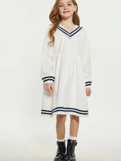 Dreimaster Mädchen<Mädchen (Kids) Kleid weiß uni