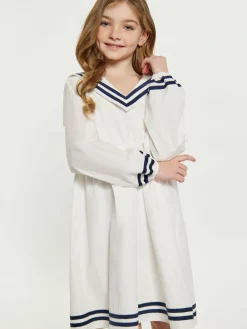 Dreimaster Mädchen<Mädchen (Kids) Kleid weiß uni