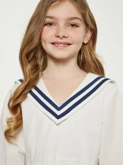 Dreimaster Mädchen<Mädchen (Kids) Kleid weiß uni