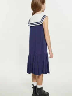 Dreimaster Mädchen<Mädchen (Kids) Kleid blau uni