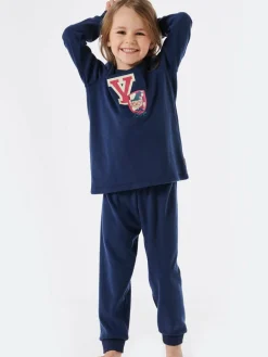 Schiesser Mädchen<Mädchen Pyjama - Cat Zoe Fleece marine bedruckt