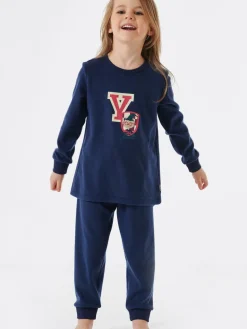 Schiesser Mädchen<Mädchen Pyjama - Cat Zoe Fleece marine bedruckt