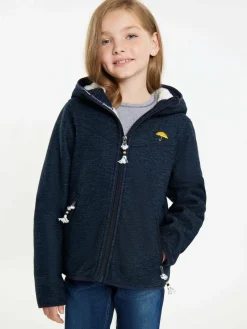 Schmuddelwedda Mädchen<Mädels Strickfleeceblouson mit Teddyfutter blau meliert