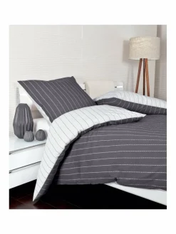 Janine Heimtextilien<Unisex Bettwäsche 1er Pack grau gemustert