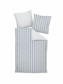 Janine Heimtextilien<Unisex Bettwäsche 1er Pack weiß gestreift