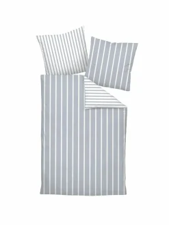 Janine Heimtextilien<Unisex Bettwäsche 1er Pack weiß gestreift