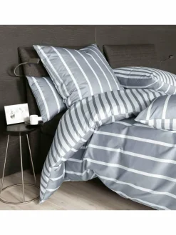 Janine Heimtextilien<Unisex Bettwäsche 1er Pack weiß gestreift