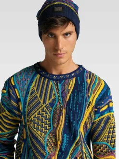 Carlo Colucci Mützen & Hüte<Unisex Strickmütze - Conciauro blau gemustert