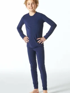 Schiesser Jungen<Unisex Unterziehshirt - Thermo blau uni